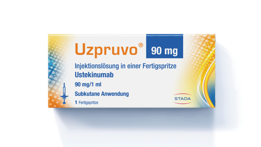 Uzpruvo® 90 mg Injektionslösung in einer Fertigspritze